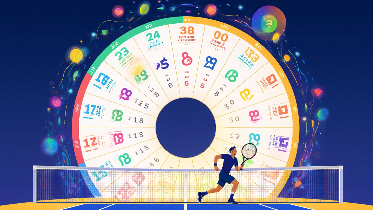 Kolečko 52 týdnů s odtékajícími body představuje cyklus ATP žebříčku.