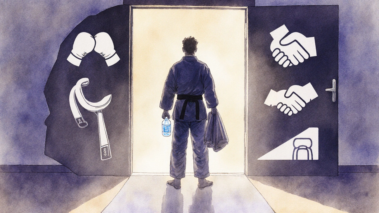 Postava na prahu dojlu symbolizuje přechod od nejistoty k sebevědomí.