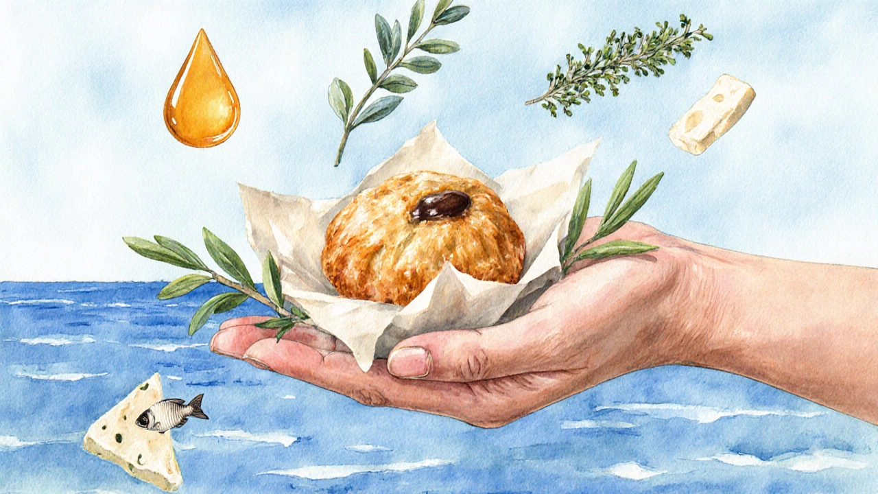 Ruka podává chochliakiu s větvičkou olivového stromu jako symbol Kréty.