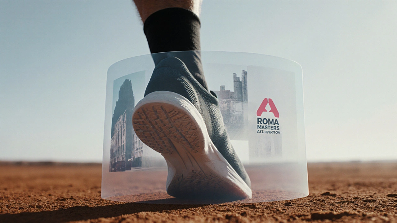 Tenista se vrací po zranění, nad ním se jeví ochranné body jako průhledný štít.