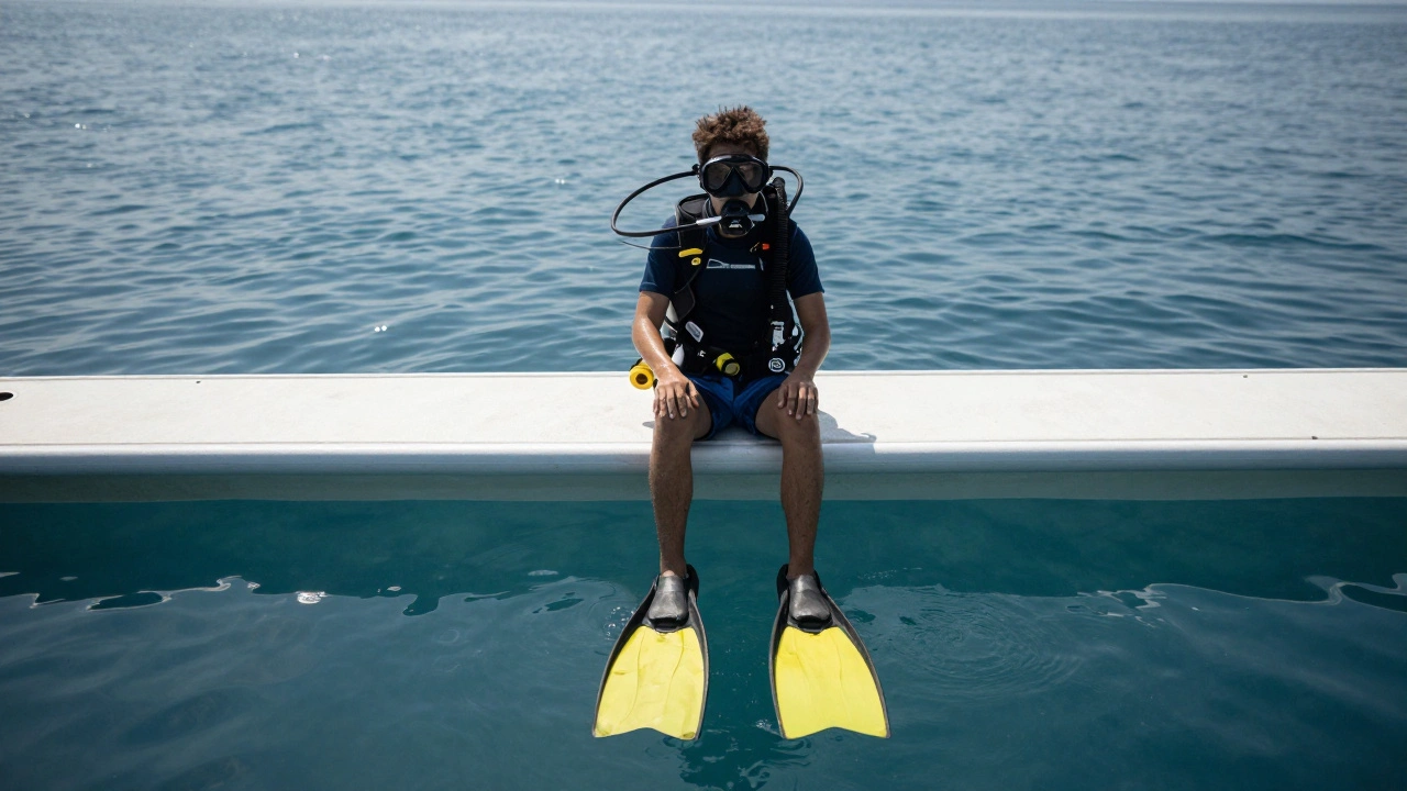 Jak správně sedět s ploutvemi při potápění