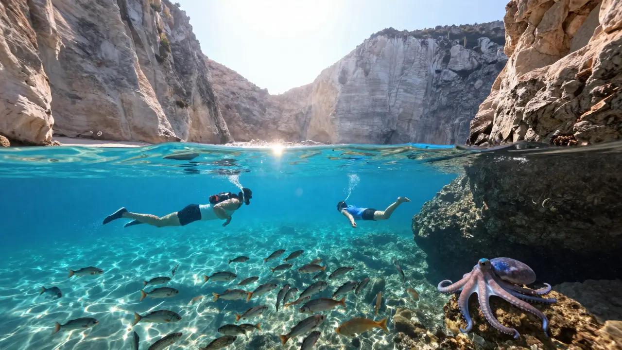 Nejlepší místa na šnorchlování na Zakynthosu: skryté zátočky a mořské zázraky