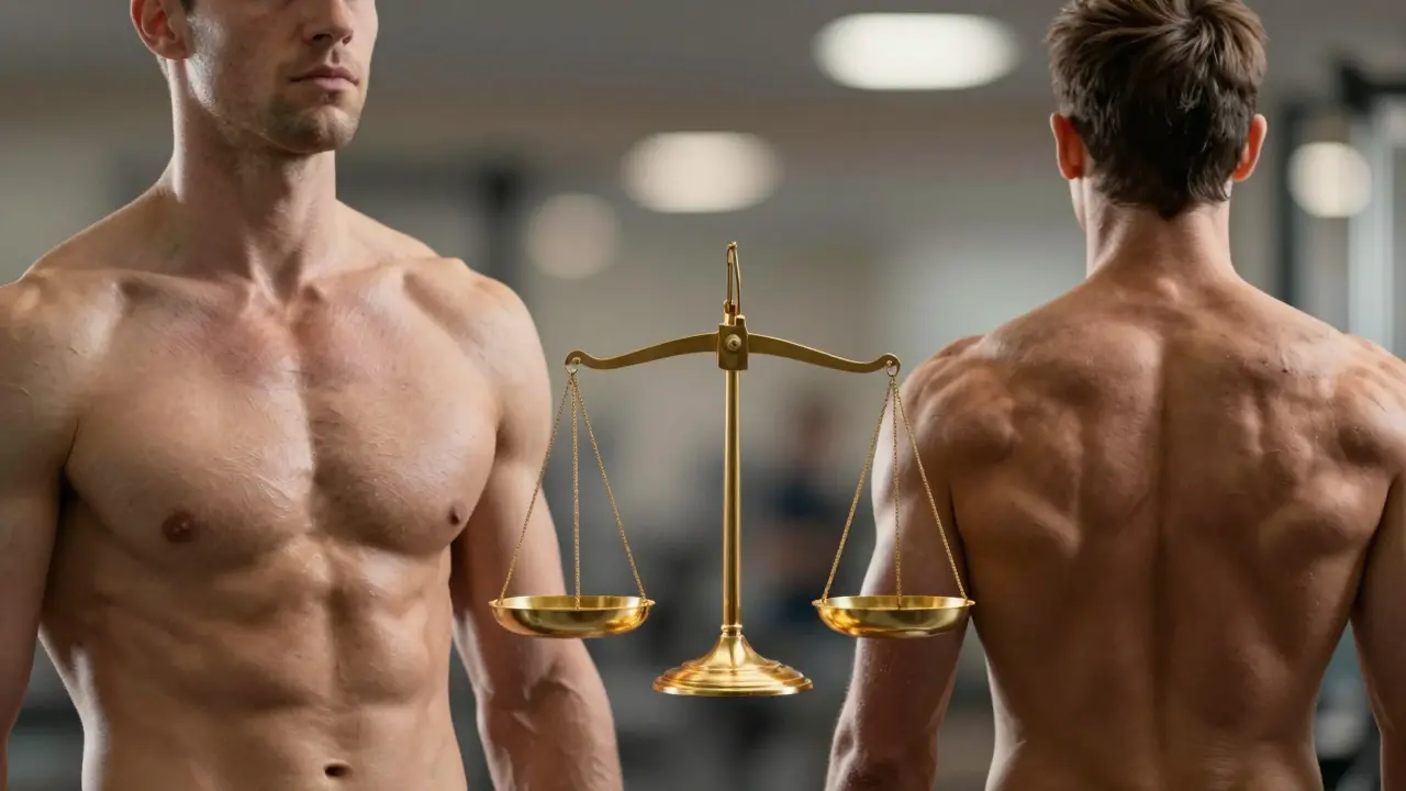 Rovnováha mezi předními prsními svaly a zadními rameny pro zdravou postavu a prevenci zranění.