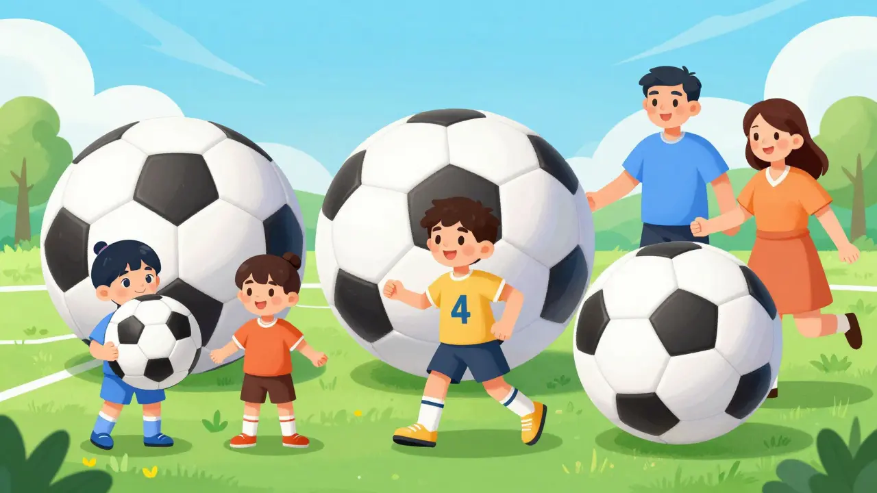 Tři velikosti fotbalových míčů pro různé věkové skupiny