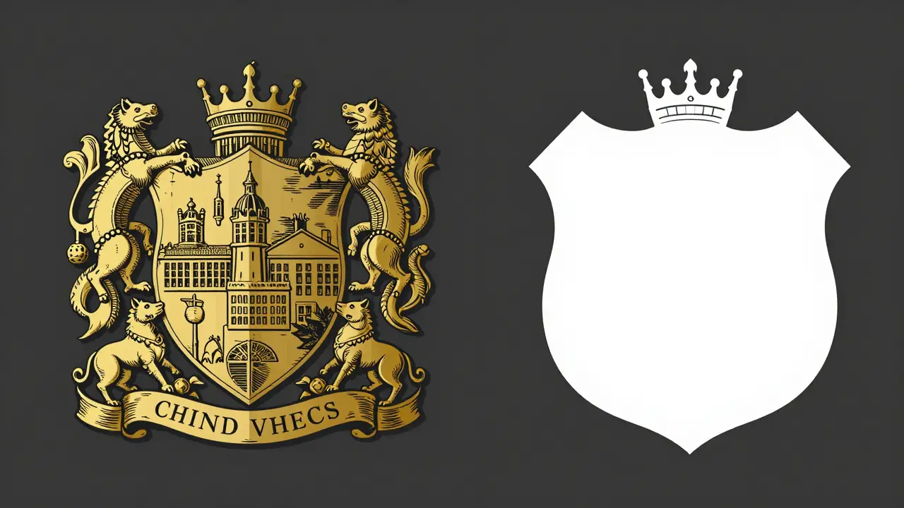 Kresba evoluce fotbalového loga od tradičního erbu k minimalismu