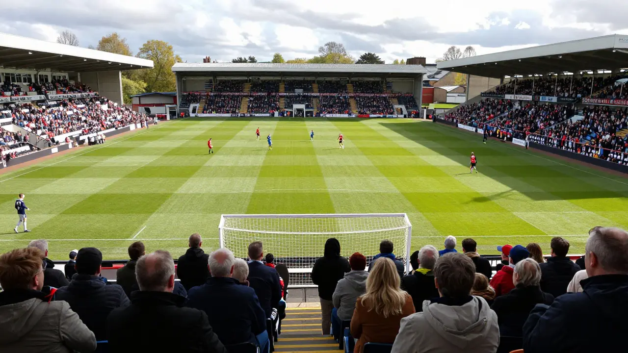 Fanoušci na stadionu Broomfield Park během zápasu Sheffield FC