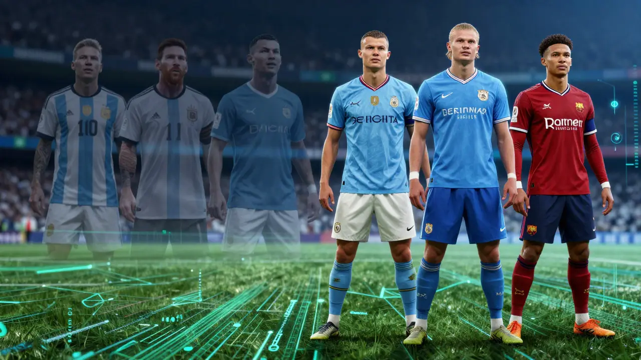 Konceptuální porovnání starých a nových fotbalových hvězd