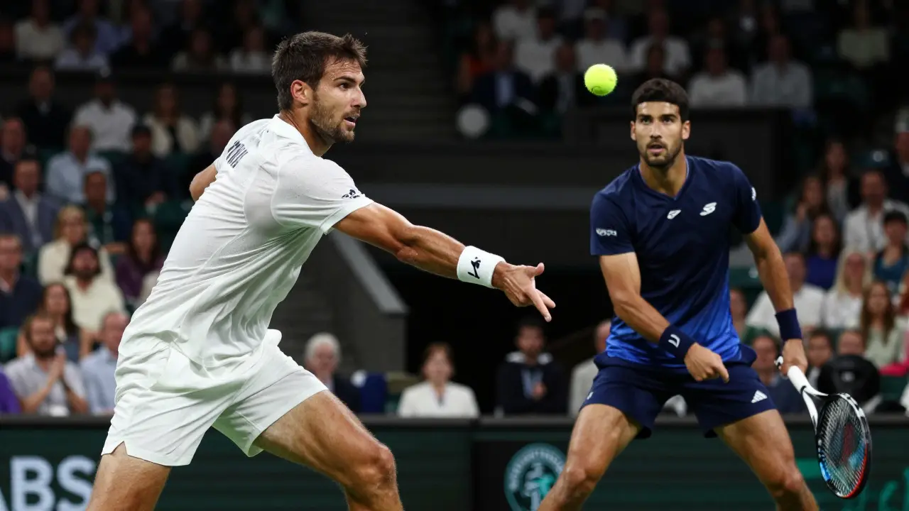 Napjatá výměna mezi hráči při stavu deuce na grandslamu